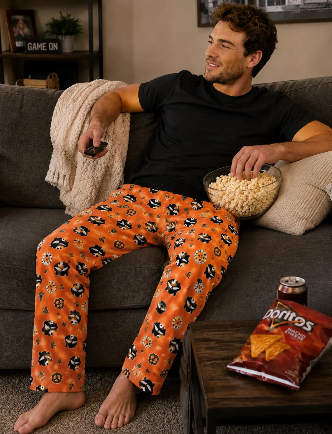 Orange raccoon pants