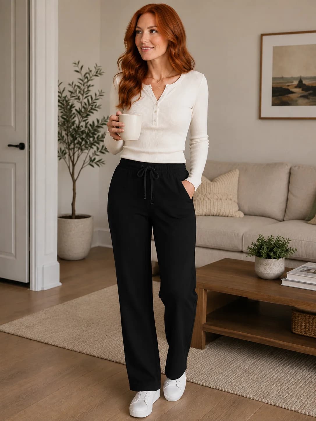Black straight leg pants